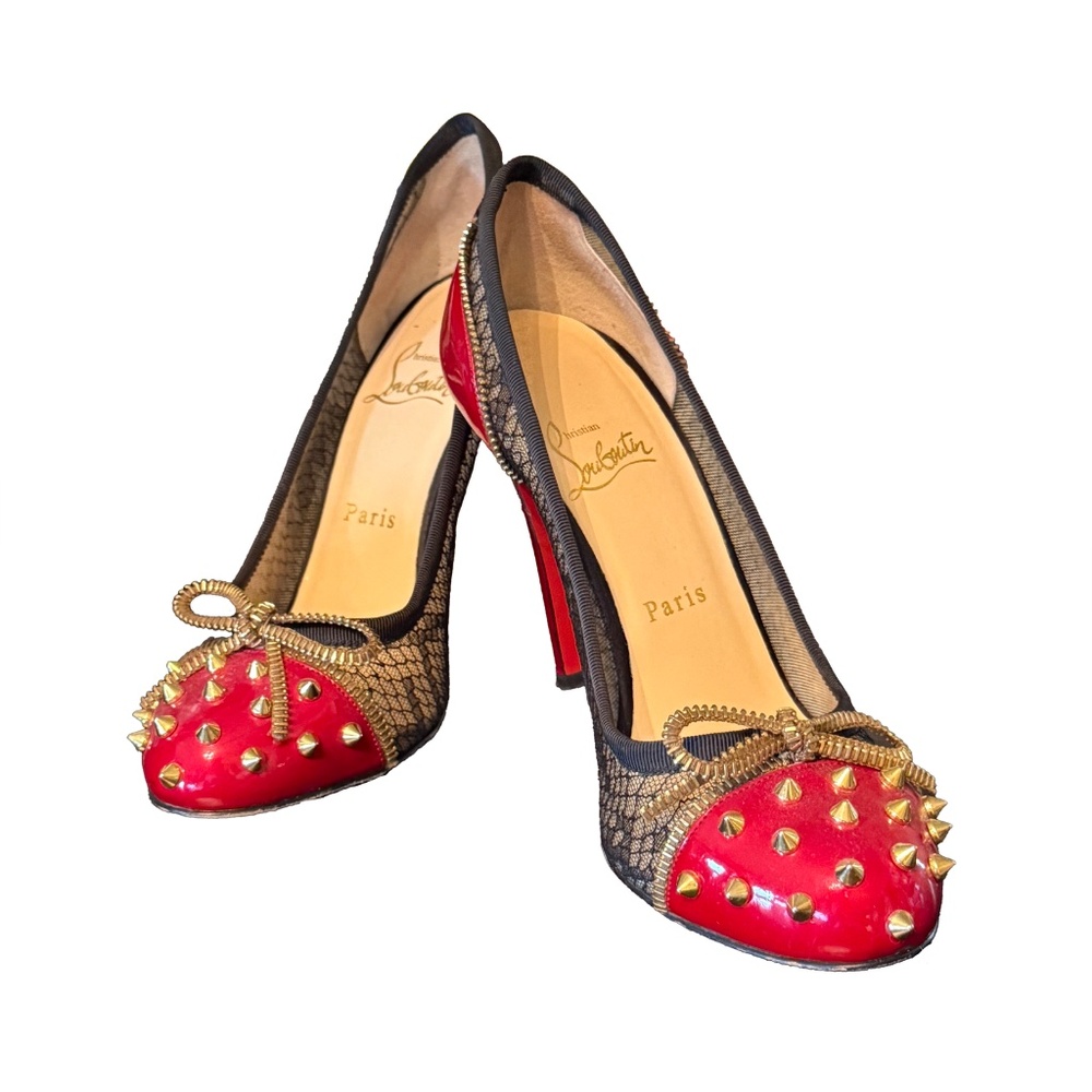 Authentic Christian Louboutin lace heels w/studs